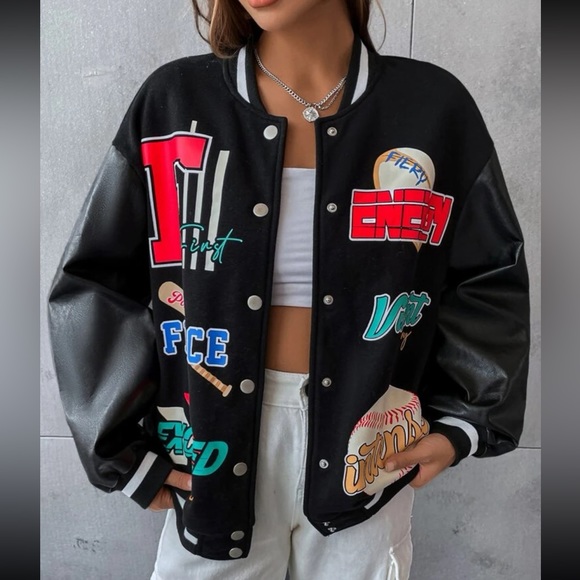 Graphic Colorblock Varsity Jacket 🍒 - Picture 2 of 5